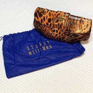 Stuart Weitzman Leopard Print  Leather Clutch
